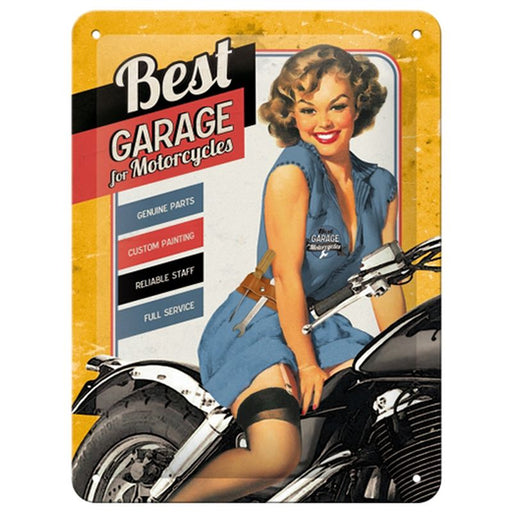CARTEL 15 X 20 BEST GARAGE FOR MOTORCYCLES