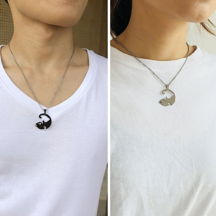 COLLAR DOBLE YING YANG GATOS