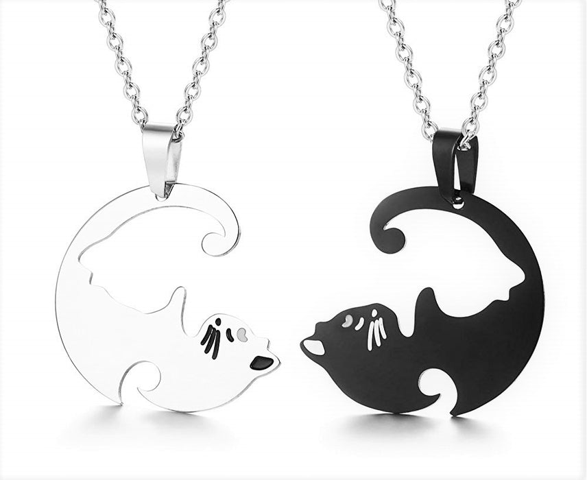 COLLAR DOBLE YING YANG GATOS