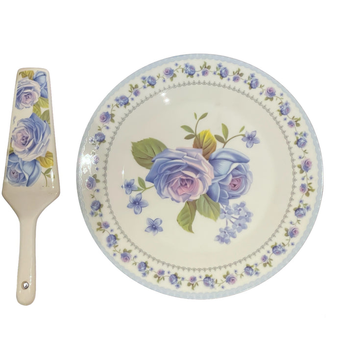 Plato Pastelero C/Pala Rosa Azul